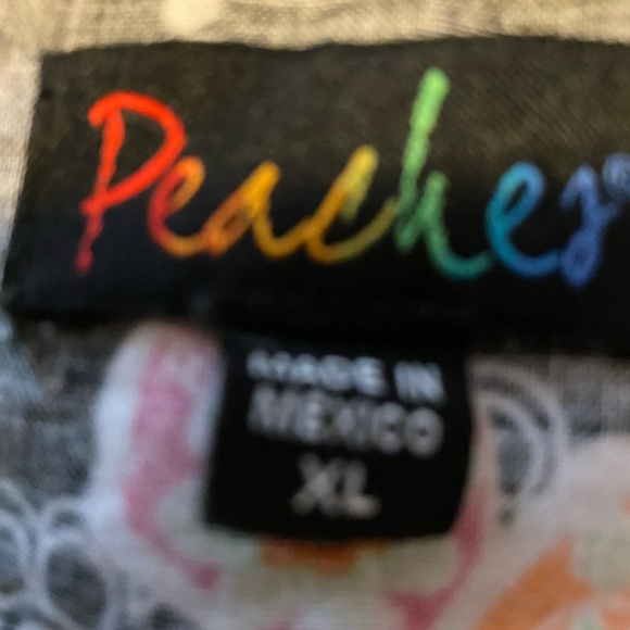 Black w/orange butterfly print scrub top. XL elastic waist front pockets. - Picture 6 of 7